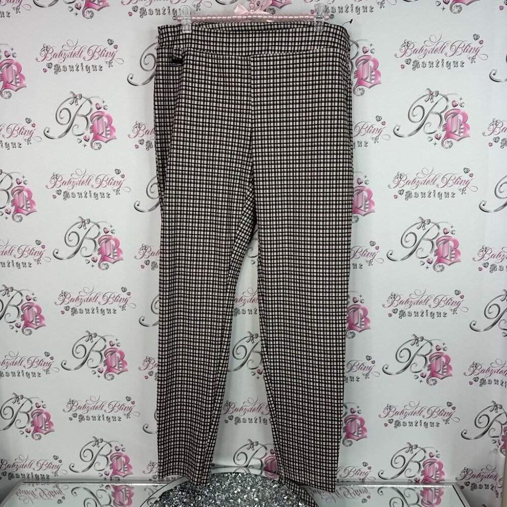 Zac & Rachel pants bottoms gingham pink Plaid Pants in Black and White
